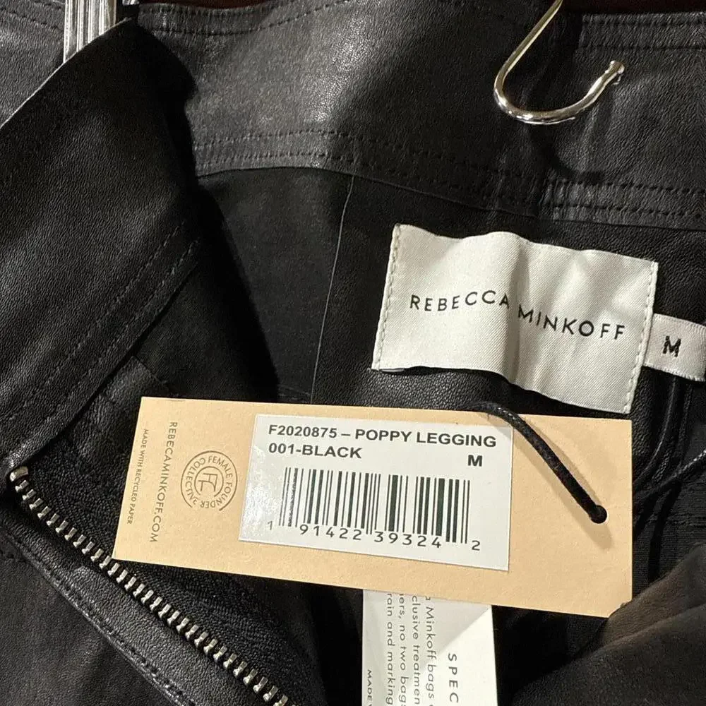 Rebecca Minkoff Women's Black Leather Poppy Leggings - Size M - Picture 4 of 6